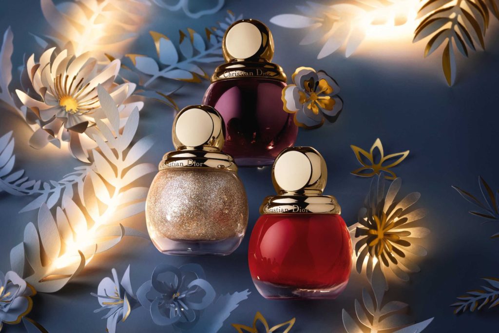 The limited-edition Diorific Vernis polishes ($29) encompass the warmth of the holiday season. 'Poppy' is a deep red, 'Corolle' is a cool plum, and the shade 'Bouton d'Or' is a dazzling gold topcoat. Both 'Poppy' and 'Corolle' are beautifully bold like holiday ornaments, but topping them with the glittering gold topcoat will give them the perfect glimmer. You can also wear the topcoat over a nude polish, such as Dior's 'Mugnet' or 'Cashmere,' for a warm champagne look.