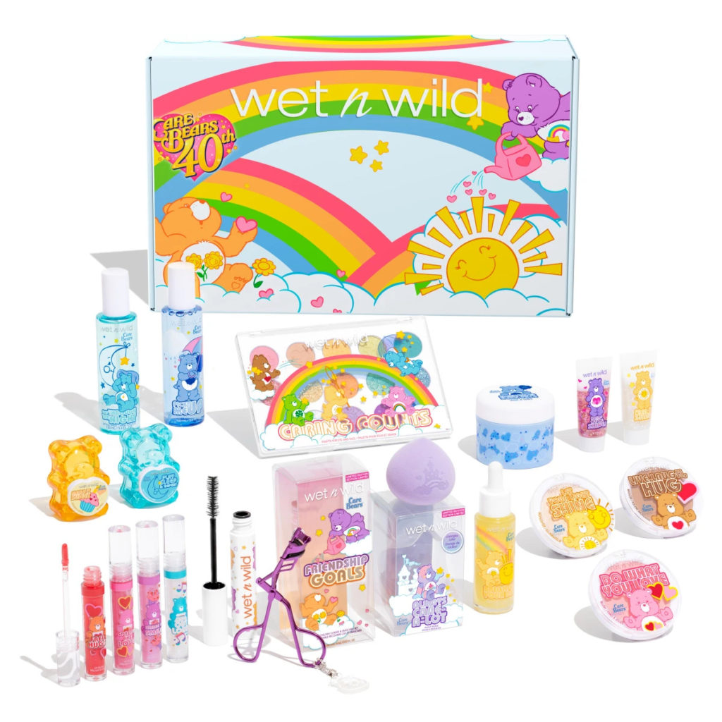The loveable, huggable Care Bears are officially partnering with wet n wild for a limited edition skincare and makeup collection that is just as colorful as they are. Celebrating the franchise’s 40th anniversary, Care Bears collabs with the cosmetics company to give us all the nostalgia as the multi-colored bear bunch delivers a world of vibrant colors and exciting hues from their home of Care-A-Lot. The best part? It’s all affordable. From glittery face serums to color-changing beauty sponges, shop some of our favorites from the collection below. 