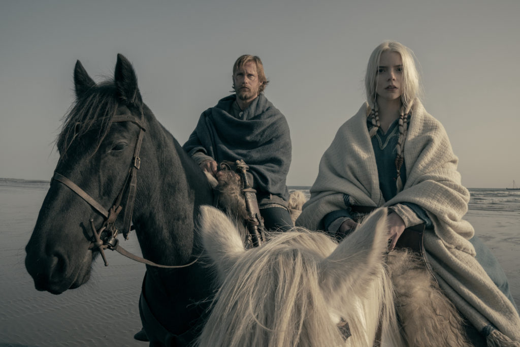 The Northman cast, including Anya Taylor-Joy and Alexander Skarsgård, participate in the special screening at Leicester Square in London. Taylor-Joy stars as witch Olga of the Birch Forest and Skarsgård plays Amleth, a Viking prince. 