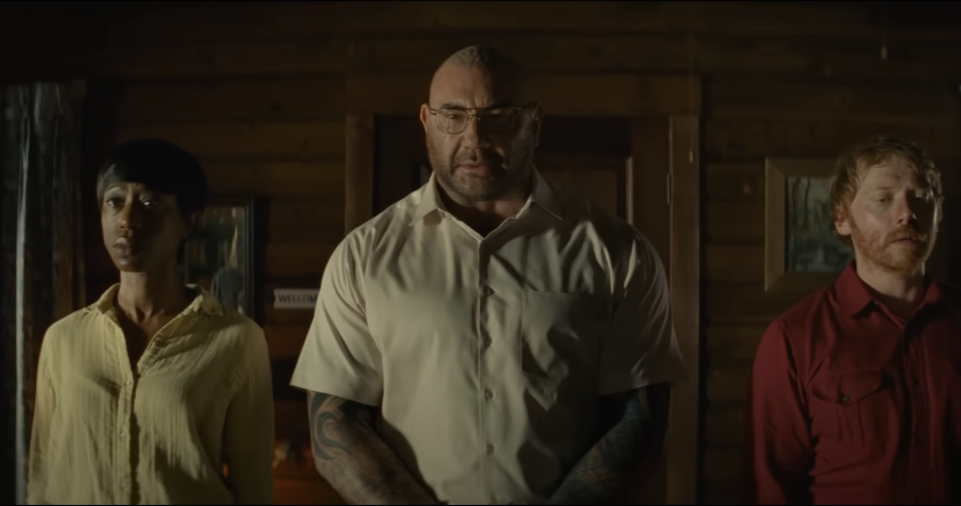 Save your family or save humanity. Make your choice. M. Night Shyamalan reveals his next mind-twisting film 'Knock At The Cabin' starring Dave Bautista, and Rupert Grint.
