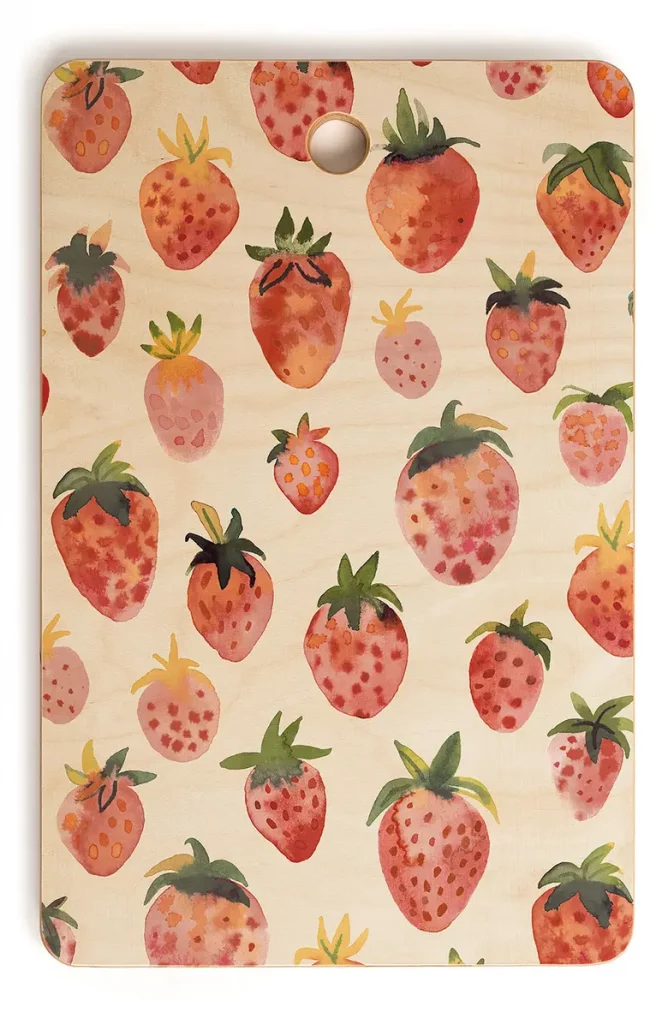 If you love strawberries, the Strawberries Wood Cutting Board is the perfect charcuterie board for you, and it is only $39. Feel free to put strawberries on this charcuterie board to spice up your household. 