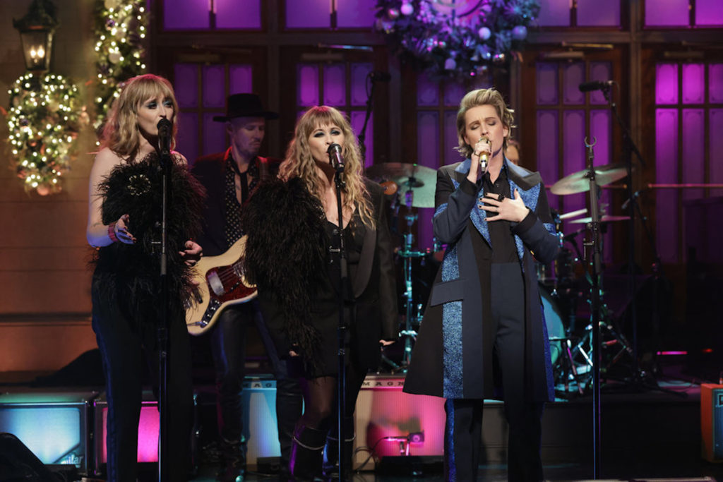Brandi Carlile returned to the iconic 'SNL' stage to perform "You and Me on the Rock" ft. Lucius and "The Story" on December 10.