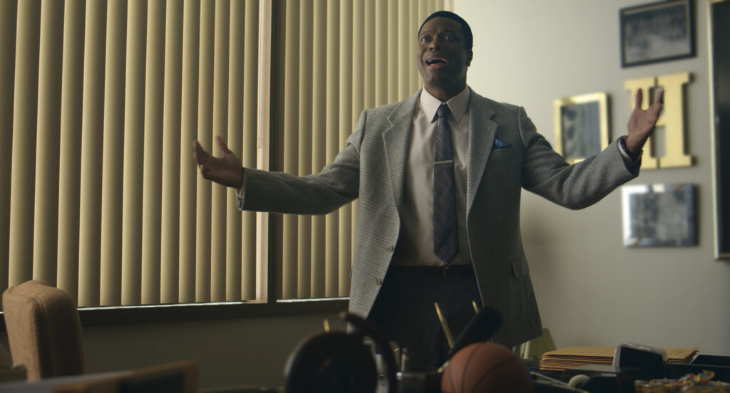 Ben Affleck directs and stars alongside Viola Davis, Justin Bateman, Chris Tucker, Marlon Wayans, Matthew Maher, and Matt Damon in the Michael Jordan and Nike-inspired new film Air.