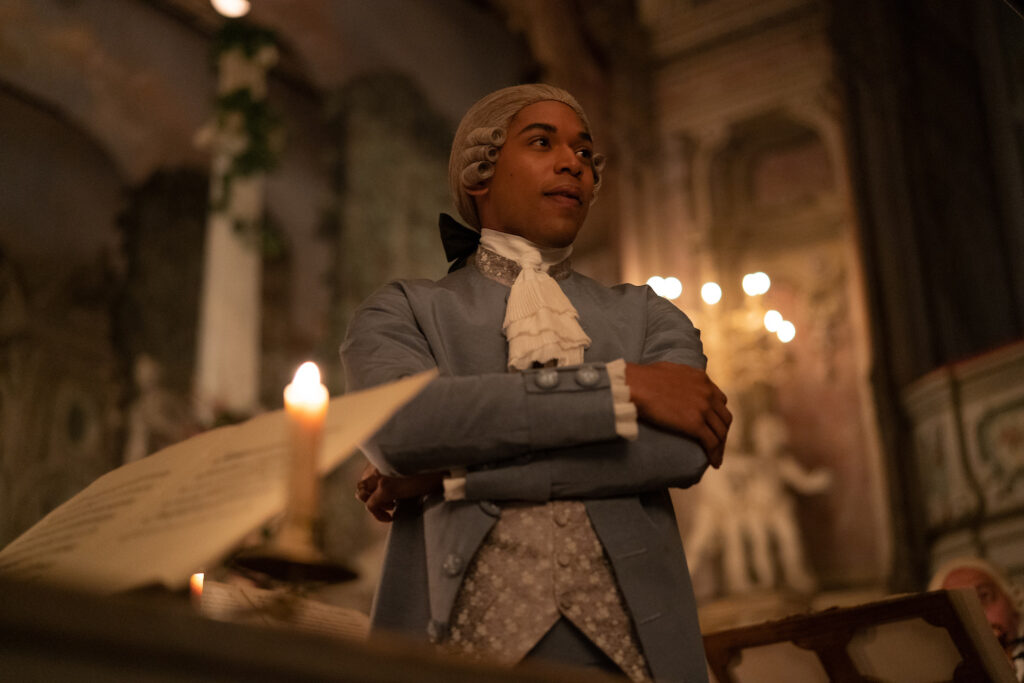 Kelvin Harrison Jr. (Luce, Monsters and Men) stars as composer and polymath Joseph Bologne, Chevalier de Saint-Georges, alongside Samara Weaving.