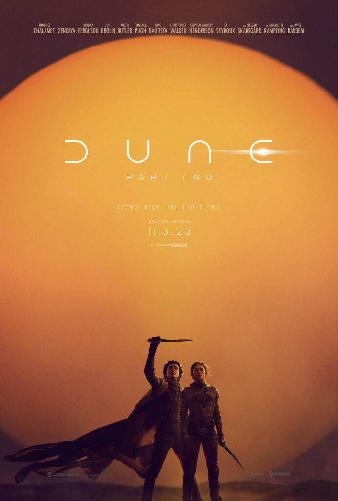 Warner Bros. just released the first poster for Dune: Part Two featuring Timothée Chalamet and Zendaya reprising their roles in the film’s highly anticipated sequel.