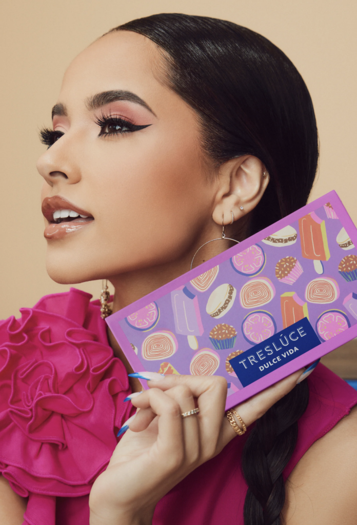 Becky is about to make us buy it all. Treslúce Beauty, the cosmetic brand created by singer Becky G, has released their new collection, “Dulce Vida.”