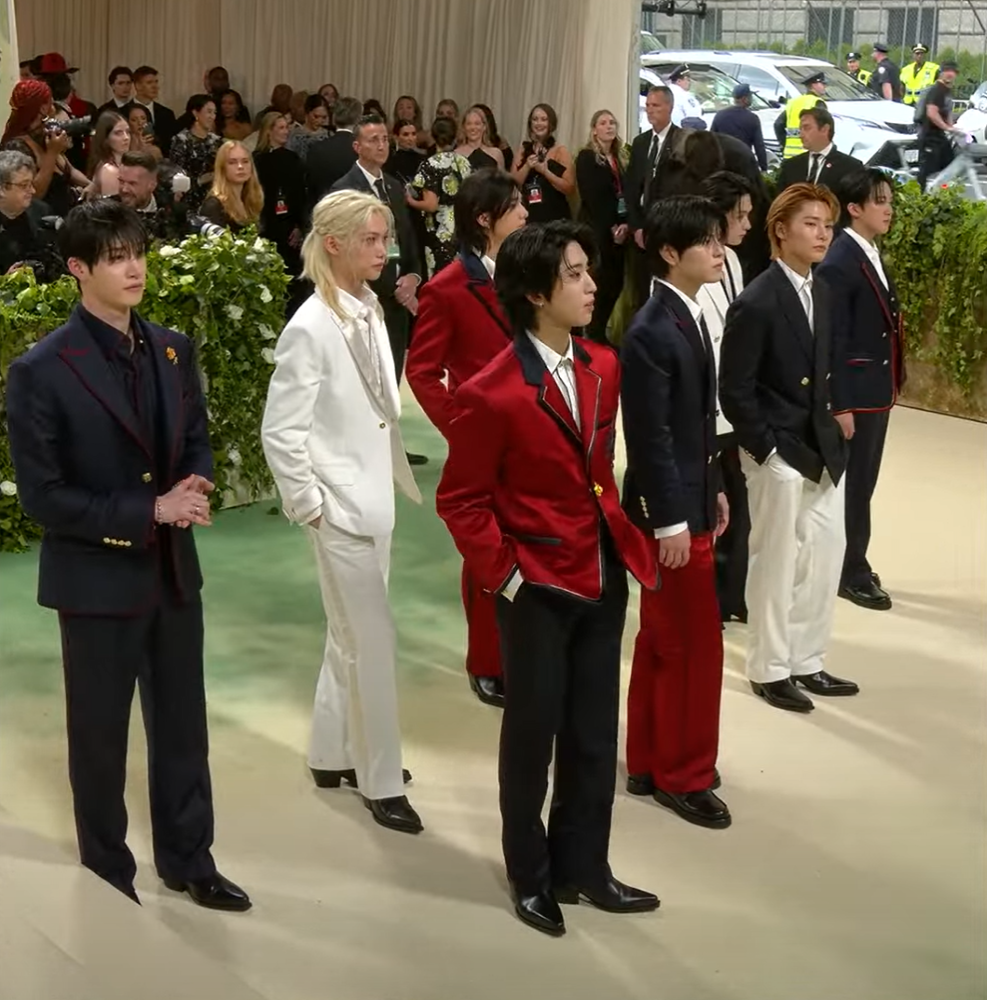 Stray Kids, the beloved K-Pop group, is the first group from South Korea to attend the Met Gala.  All eight members appeared in custom Tommy Hilfiger suits.