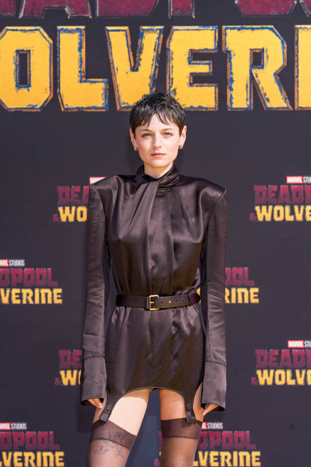 Actor Emma Corrin pulls off an intriguing look at the Deadpool & Wolverine Premiere.