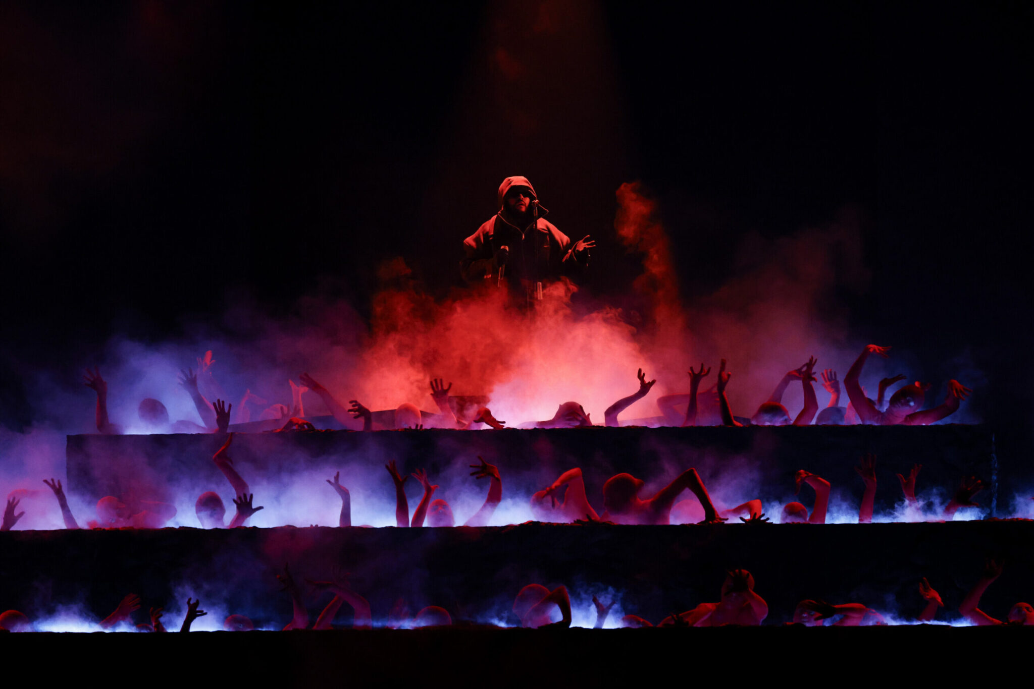 The Weeknd made a surprise return to the Grammy stage after boycotting the award show four years ago. In 2021 the singer stated he was no longer allowing his record label to submit his work to the organization due to the “secret committees,” snubbing him out of any nominations for his album After Hours.